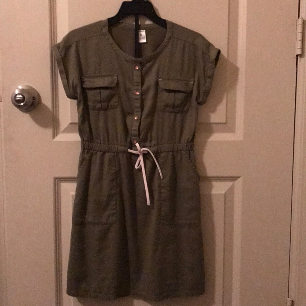 Army green girls dress